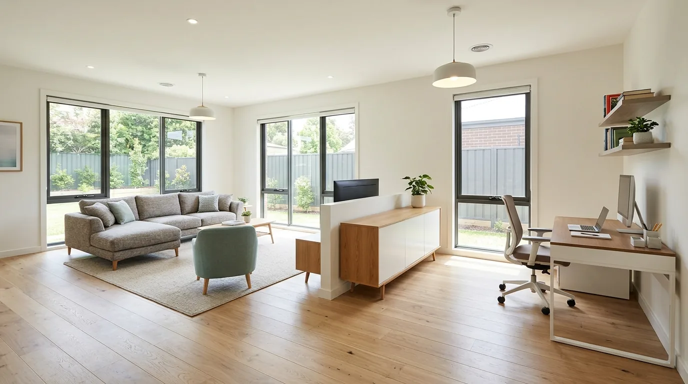 Try a bench to break up a long wall